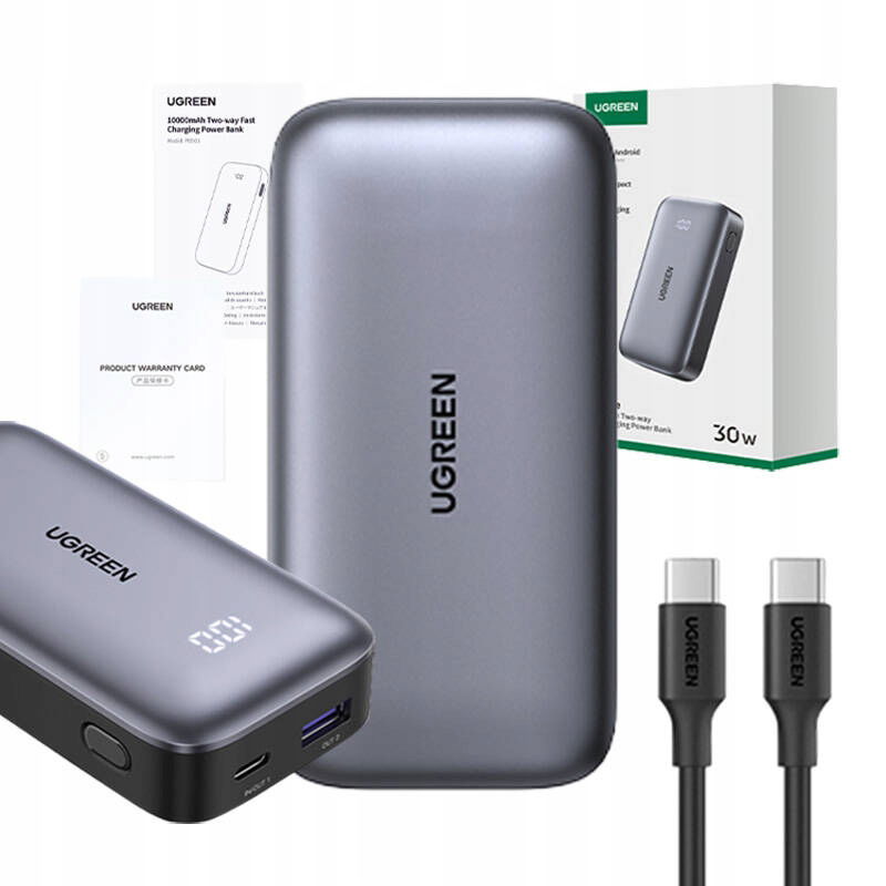 Powerbanka 10000 mAh Ugreen Nexode PB502, Usb Usb-c, 30W Pd (čierna)