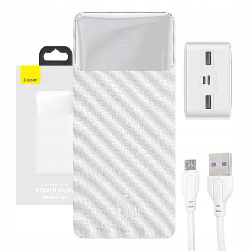 Powerbanka Baseus Bipow 30000 mAh, 2xUSB, Usb-c, 15W (biela)