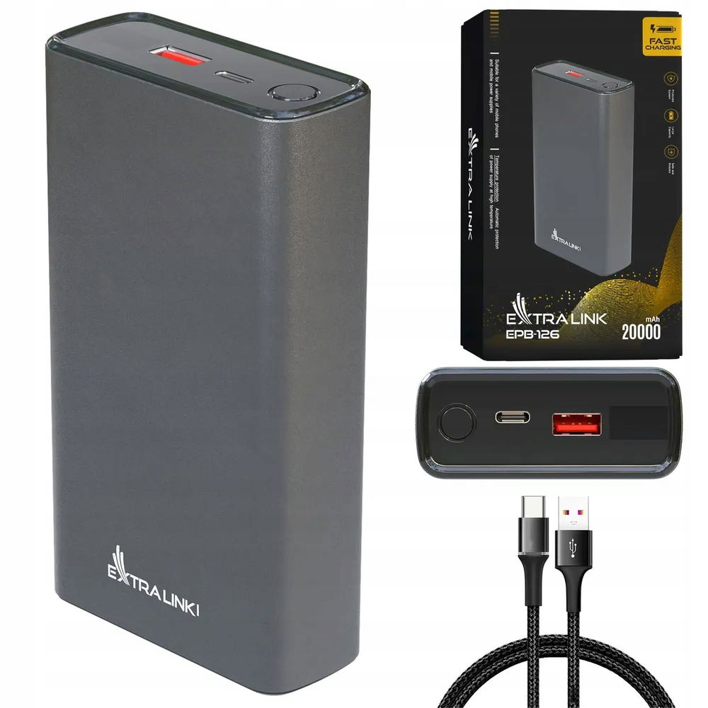 Powerbanka Extralink Epb 126 45W Pd Usb C 20000 mAh strieborná