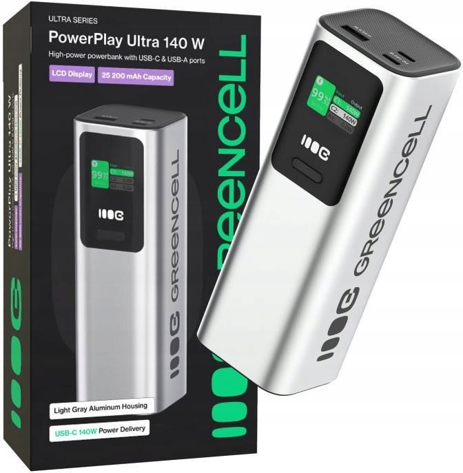 Powerbanka Greencell PowerPlay Ultra 25200 mAh Rýchle nabíjanie 140 W 2x Usb
