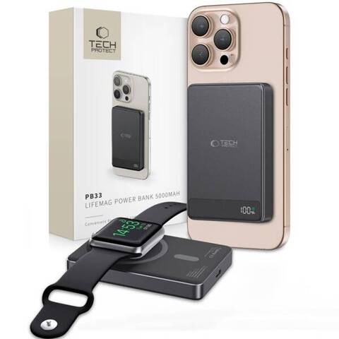 Powerbanka Tech-Protect PB33 LifeMag MagSafe 5000mAH čierna