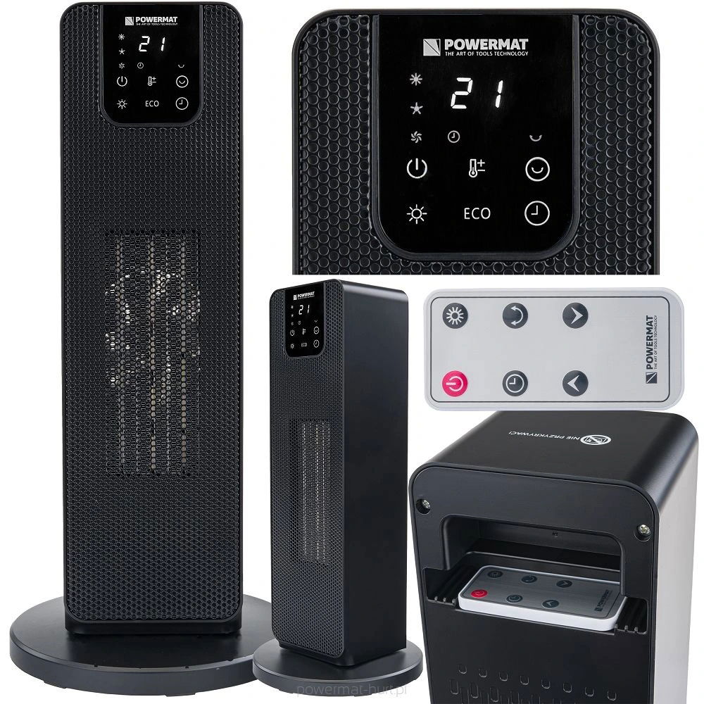 Powermat Stĺpový elektrický ohrievač čierny PM-GKL-3000DL