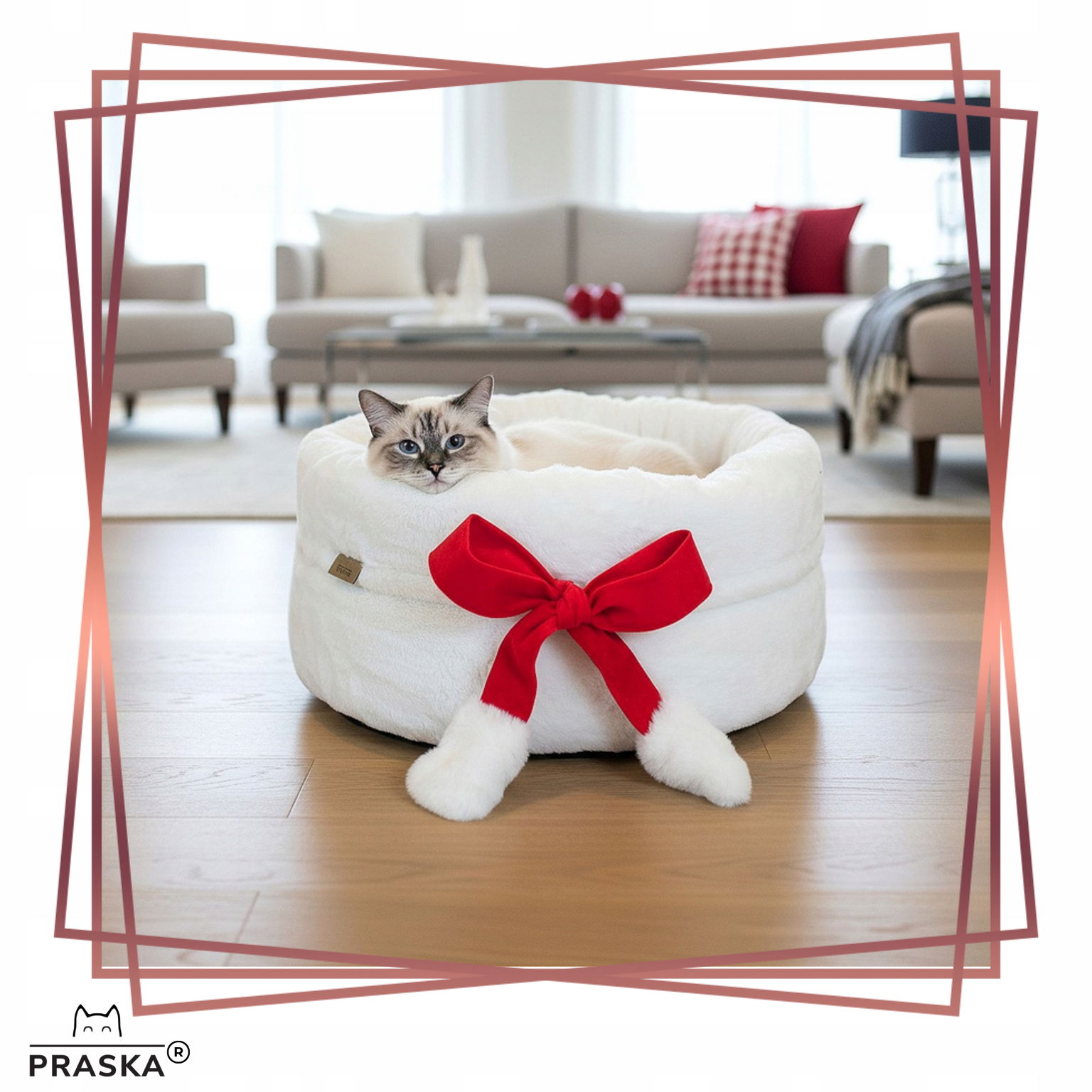 Praska Ležadlo hniezdo pre mačku a psa Bell Gift s zvončekom 50 cm Red