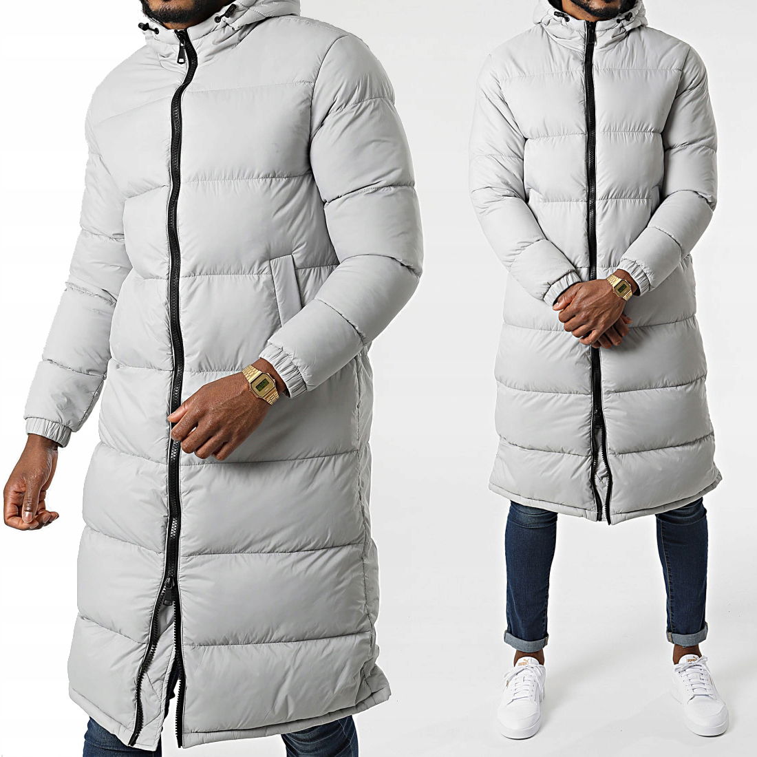 Predĺžená bunda Parka Pikovaná teplá bunda s kapucňou