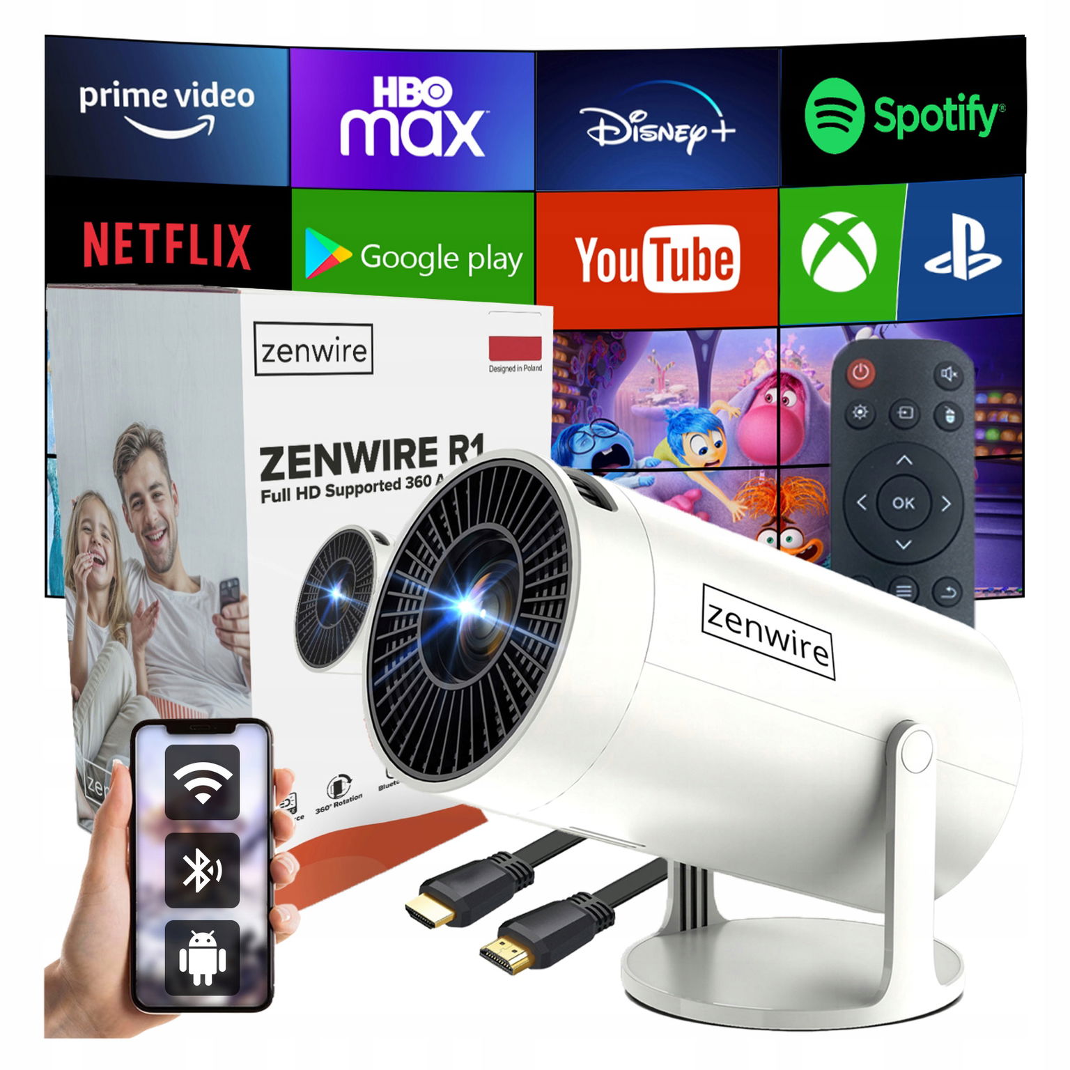Prenosný Mini Projektor Android WiFi Projektor 360 Full Hd 4K Bluetooth