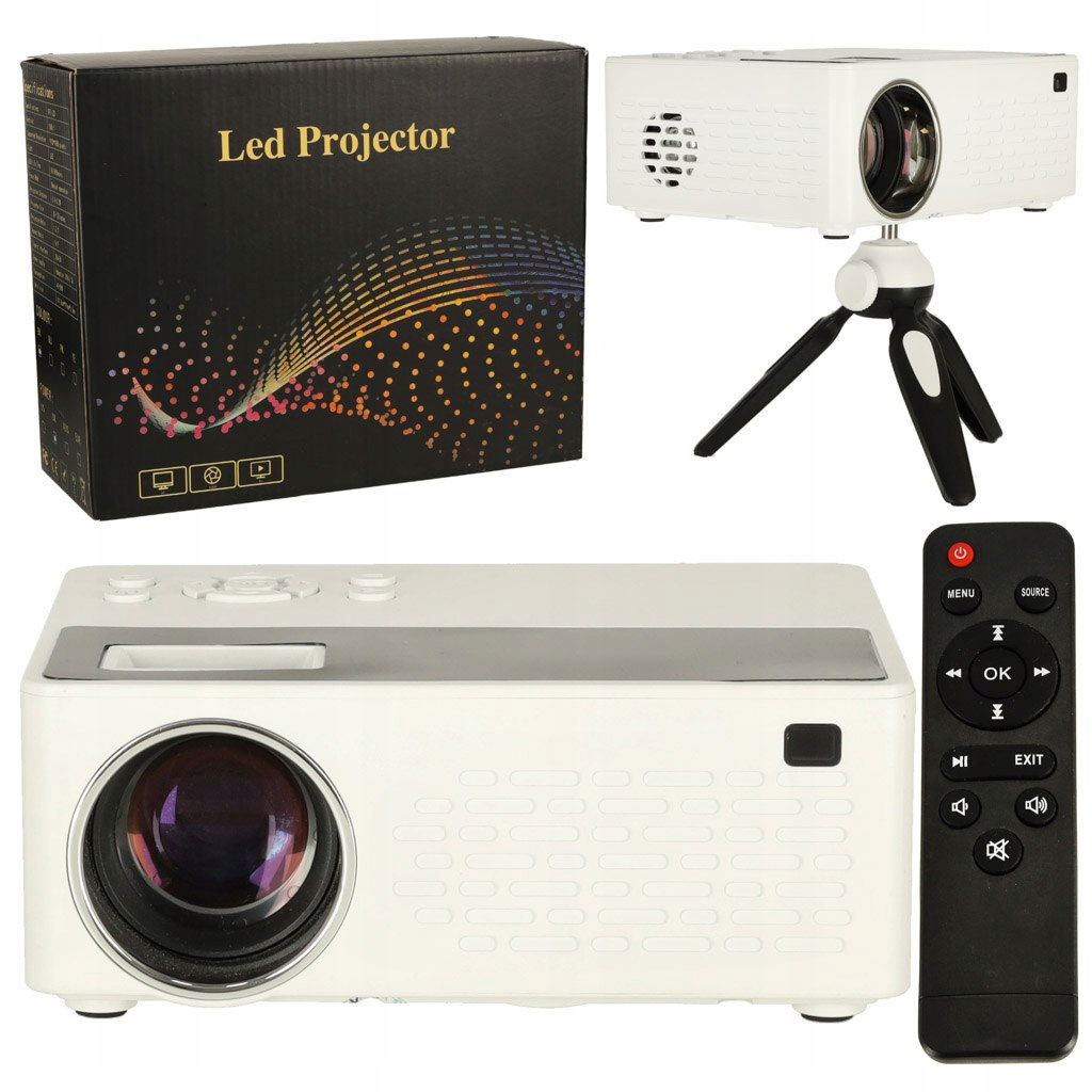 Prenosný projektor Led Tft LCD 16:9 1920x1080 Usb 20W biely