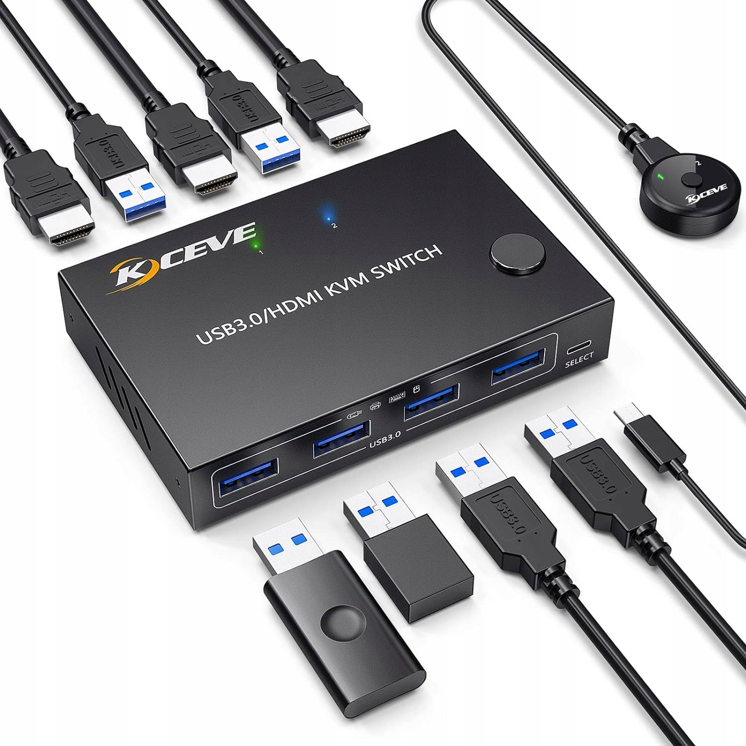Prepínač Kvm 2 V 1 Usb 3.0 Hdmi 4K 60HZ Pre 2 Počítače Kceve