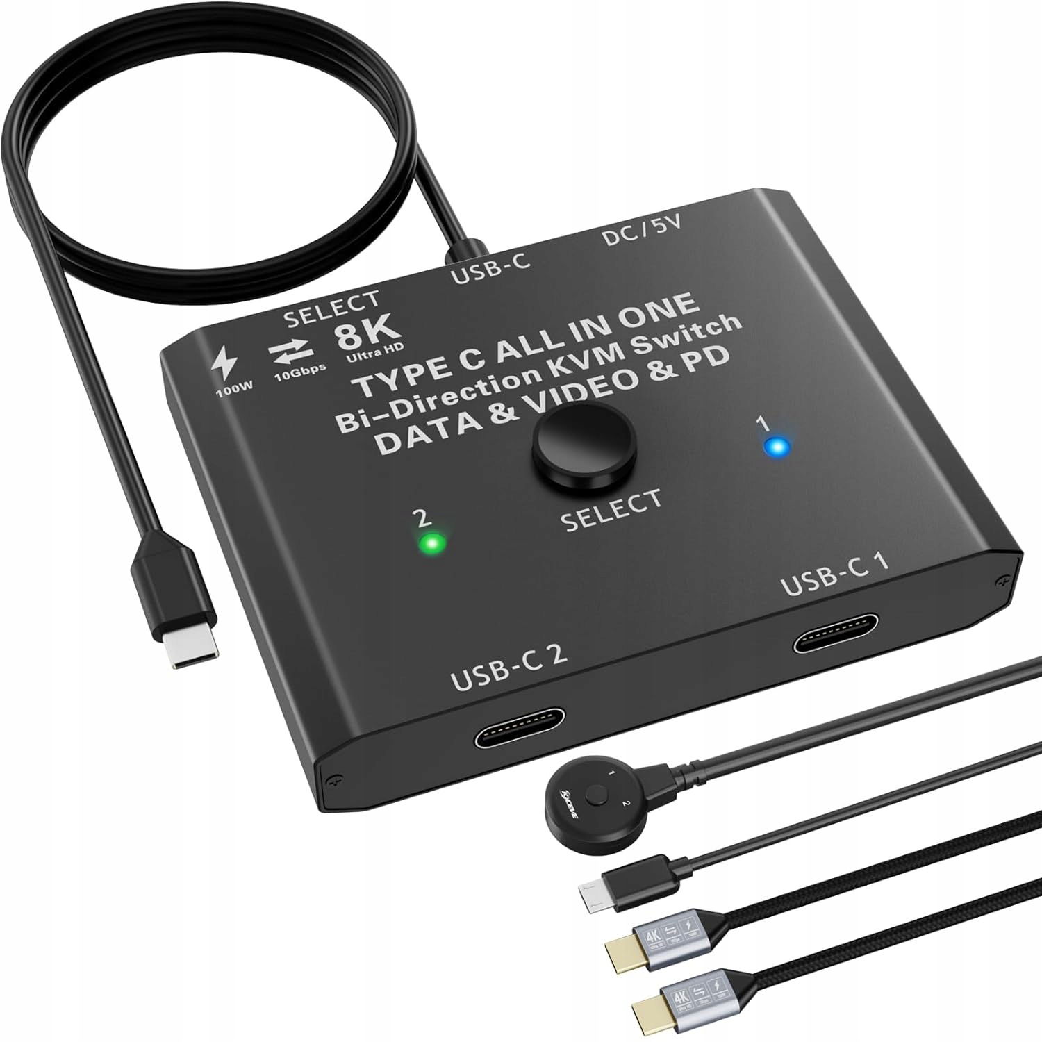 Prepínač Kvm Youtinghdav C201, 100 W, 5 V, 7,5 x 6 x 1 cm
