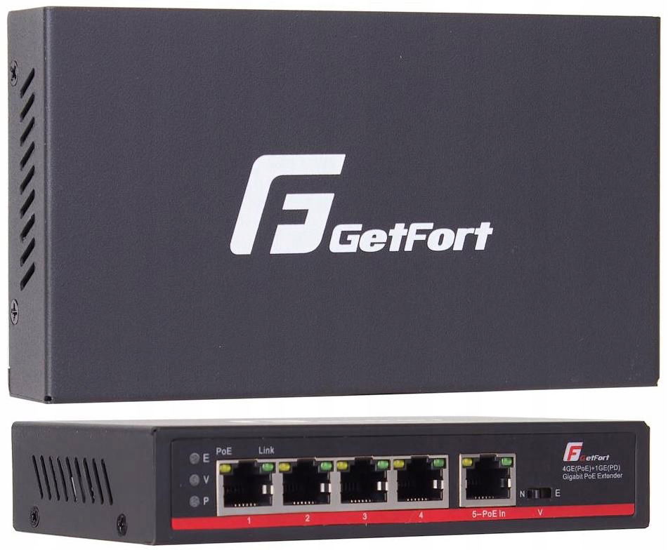 Prepínač PoE Getfort 4GE+1GE 90W