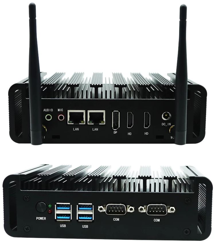 Priemyselný mini Pc fanless M8A 2xRJ45 RS232 W10P