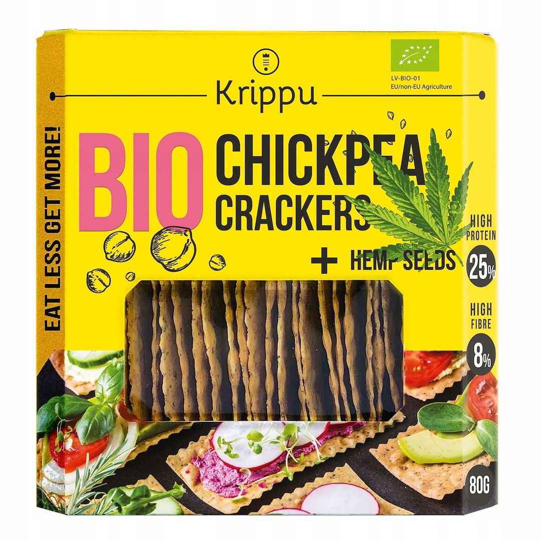 Proteínové Krakersy Z Cíceru S Konopnými Semienkami Bio 80 g Krippu