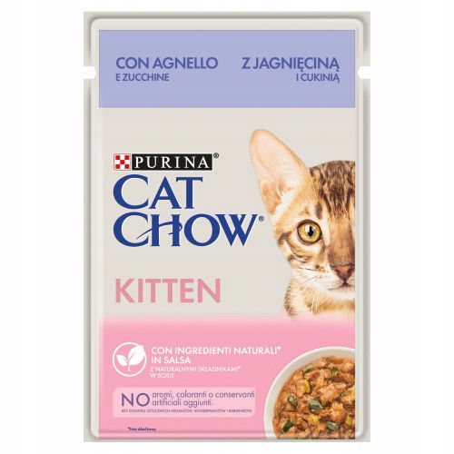 Purina Cat Chow Kitten 85 g Vlhké Krmivo pre mačiatka s jahňacím mäsom a cuketou