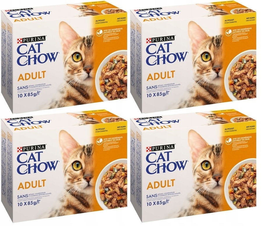 Purina Cat Chow vlhké krmivo pre mačky kuracie mäso s cuketou a želé 40x85 g