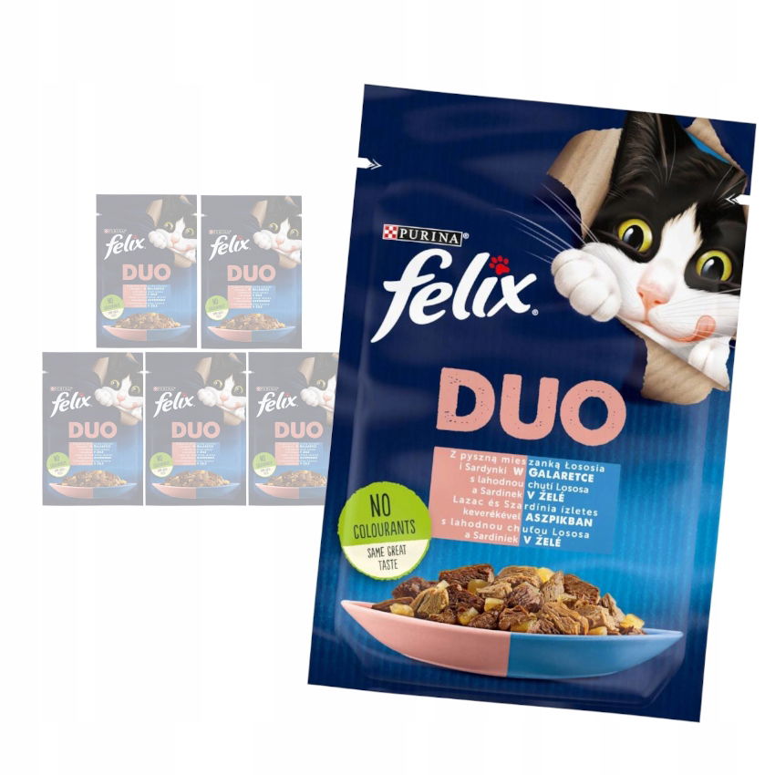 Purina Felix Fantastic Duo Krmivo pre mačky Losos Sardinka V Želé 6x85g