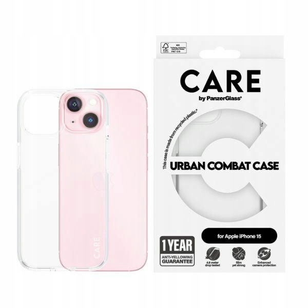Puzdro Care by PanzerGlass Urban Combat Case iPhone 15 6,1" priehľadné/tr