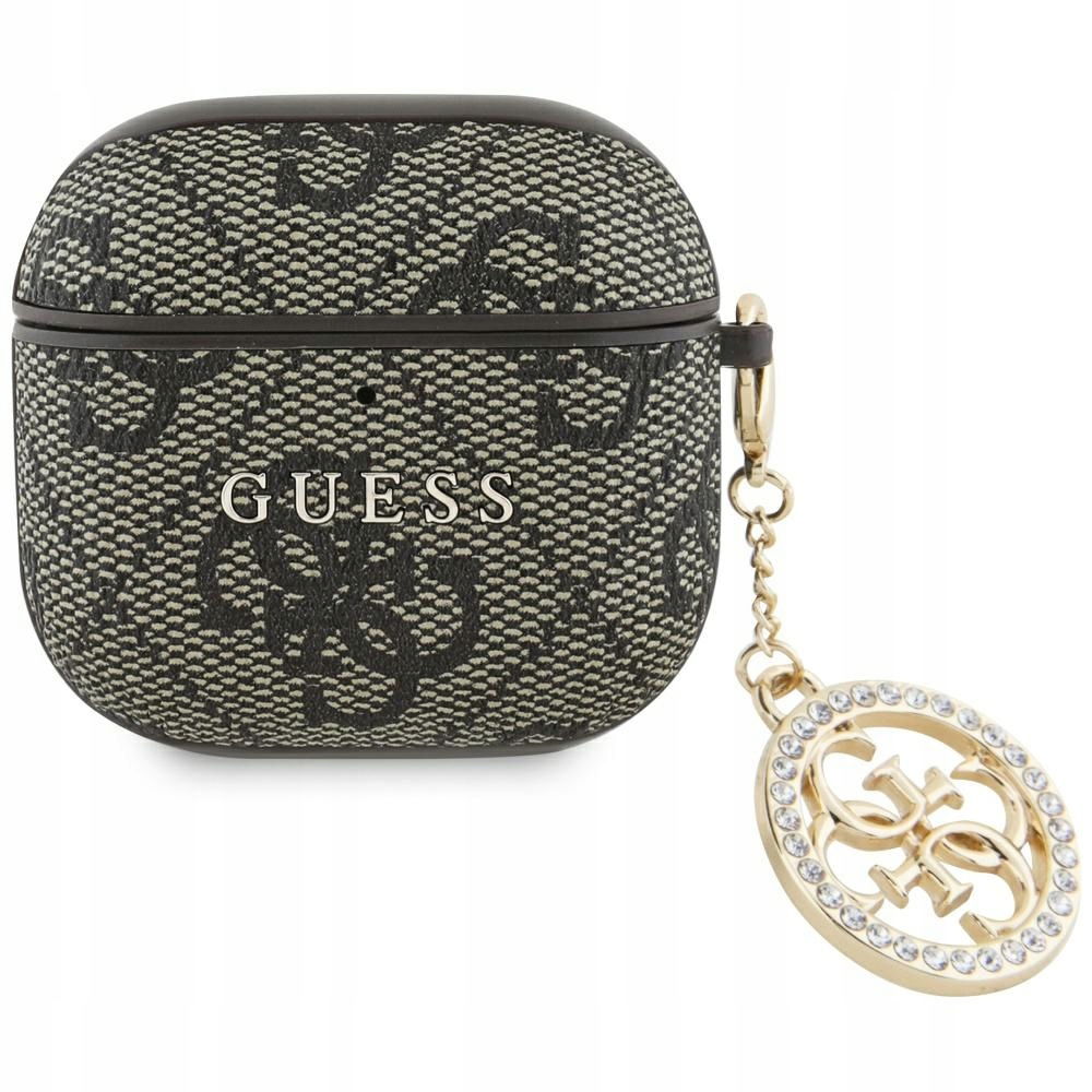 Puzdro Guess 4G Strass Charm pre AirPods 4 hnedé