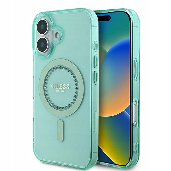 Puzdro Guess GUHMP16SPFTDTEN pre iPhone 16 6.1" zelená/zelená hardcase IML Rhines