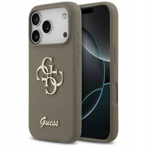 Puzdro Guess pre iPhone 17 Pro Silicone Big 4G Script Brown