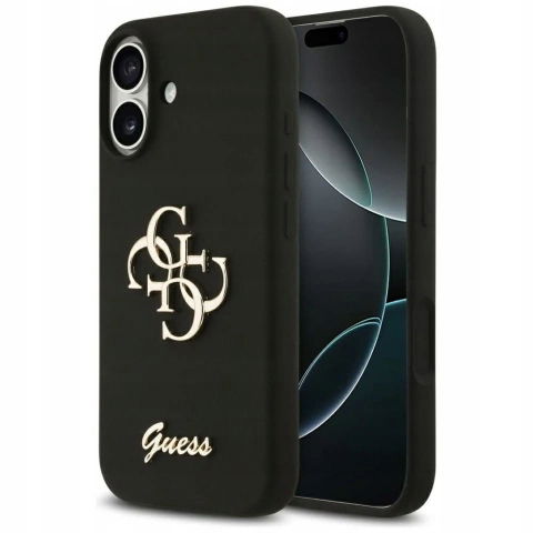 Puzdro Guess Silicone Big 4G Script pre iPhone 17, čierne