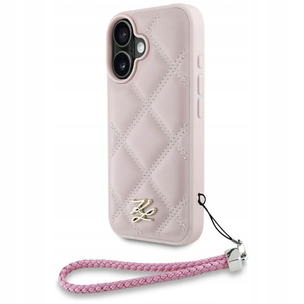 Puzdro Karl Lagerfeld Quilted Initial Logo & Chain Strap pre iPhone 16, ružové