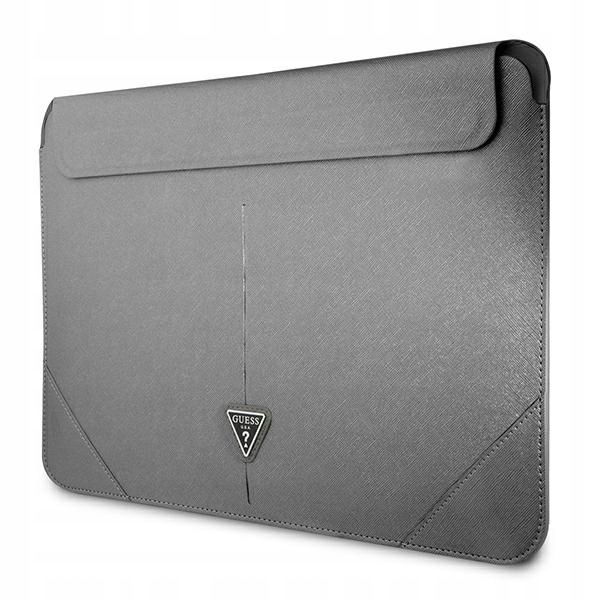 Puzdro na notebook 13" 14" Guess Saffiano Triangle Logo Sleeve strieborné