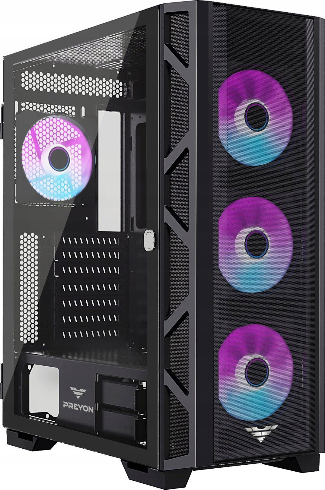 Puzdro pre Pc Preyon Nest Meshy+ čierne midi Atx 4 x Argb