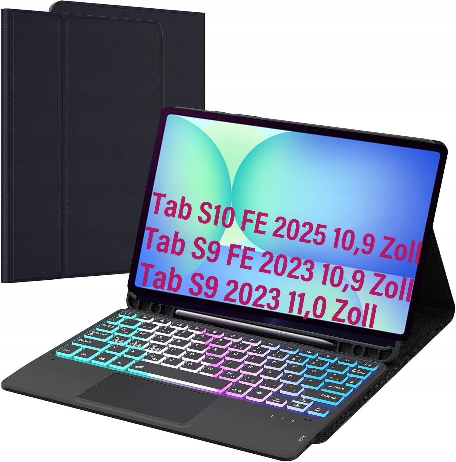 Puzdro s klávesnicou pre Galaxy Tab S9/S9 Fe 11" Roofei Qwertz touchpad Led