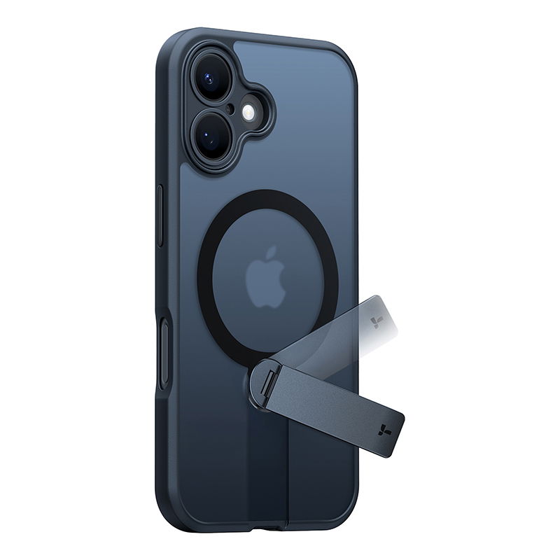 Puzdro Torras Pstand Spin s stojanom pre iPhone 16, čierne