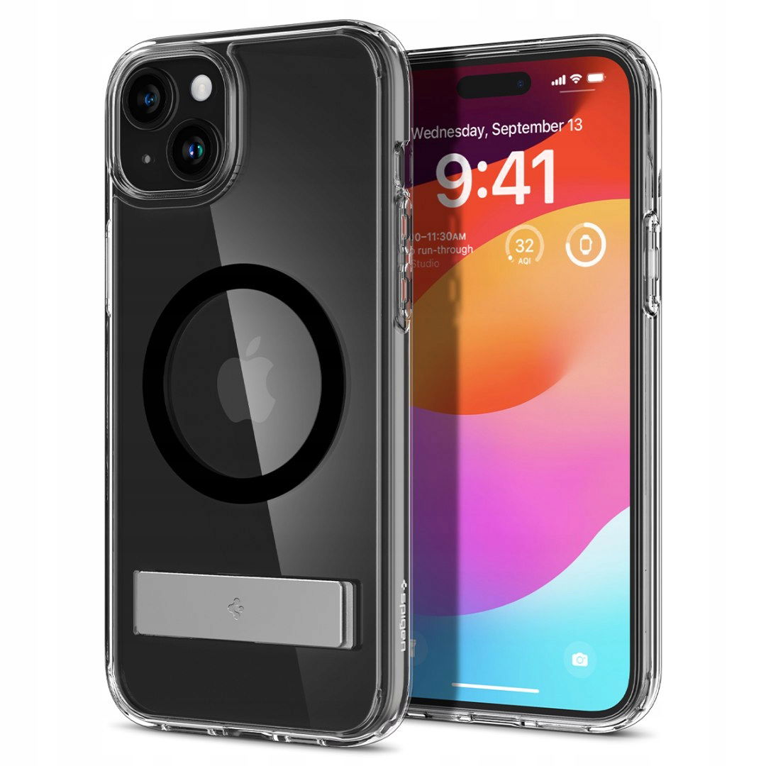 Puzdro Ultra Hybrid S MagSafe s podstavcom pre iPhone 15 Plus čierne
