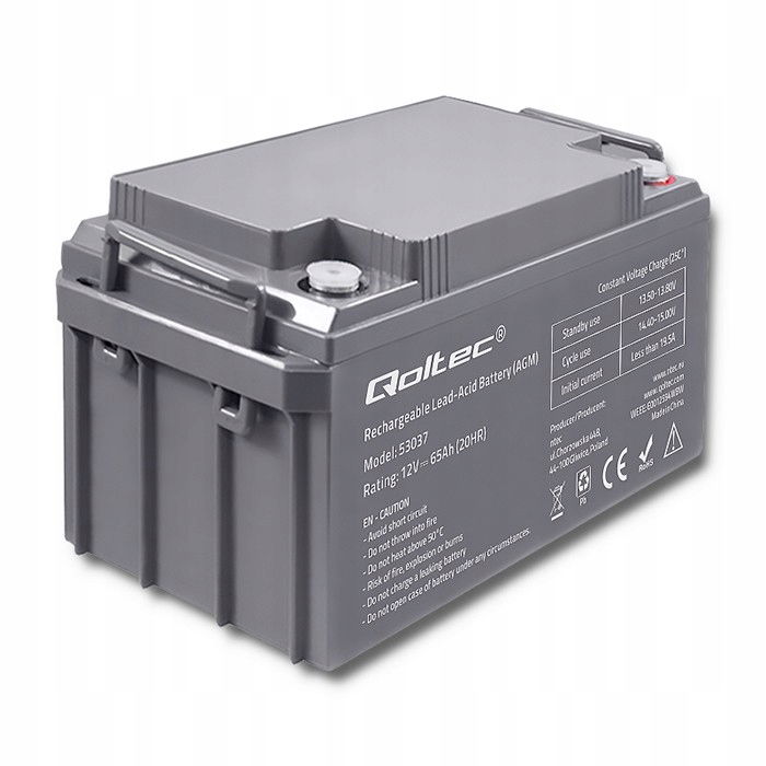 Qoltec Akumulátor Agm 12V 65Ah max 780A