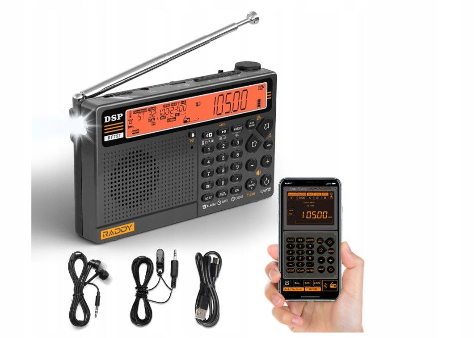 Raddy RF757 App Control rádio krátkovlnné, prenosné rádio G1223