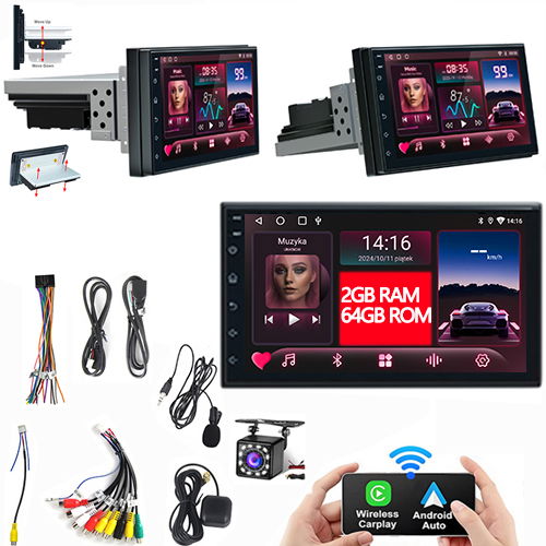 Rádio 1DIN 2GB+64GB Navigácia Gps Android Auto Carplay Usb Wifi Iso Kamera