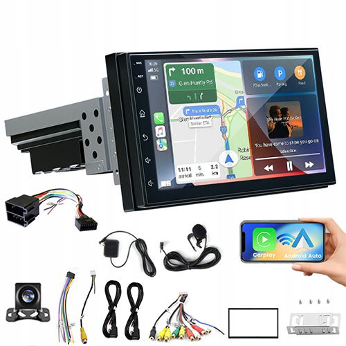 Rádio 1DIN 4GB+64GB Navigácia Gps Android Auto Carplay Usb Wifi Iso Kamera