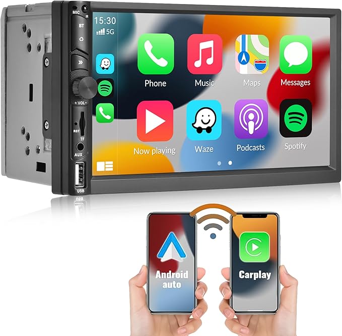 Rádio 2 Din 7" Apple CarPlay Android Auto Bt 5.1 Usb Fm Aux Hd displej