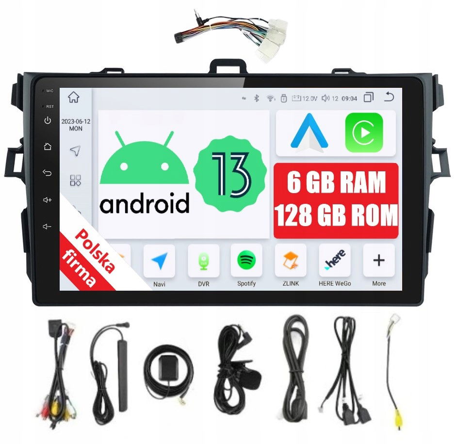 Rádio 2DIN Navigácia Android Toyota Corolla E15 6/128 Gb Dsp Carplay Lte