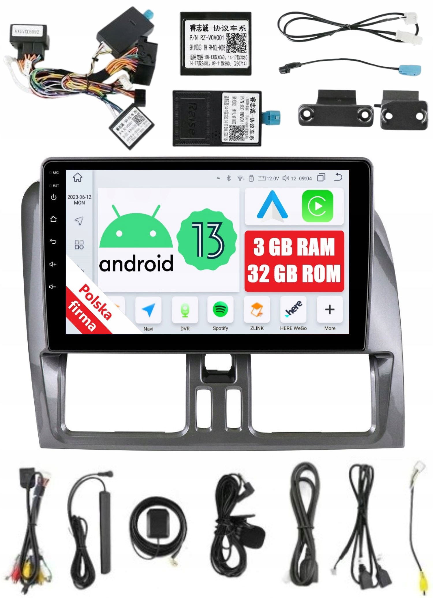 Rádio 2DIN Navigácia Android Volvo XC60 A 3/32GB Dsp Carplay Lte