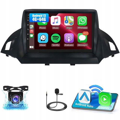 Rádio Android 13 Ford Kuga 2012-2019 Ford C-max 2011-2015 Carplay 4GB 64GB