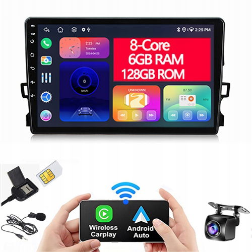 Rádio Android 8-CORE Bt Toyota Auris 2006-2012 Sim 6/128GB+AHD Kamera