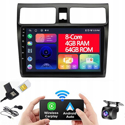 Rádio Android 8-CORE Gps Bt Suzuki Swift 2004-2010 4/64GB+AHD Kamera