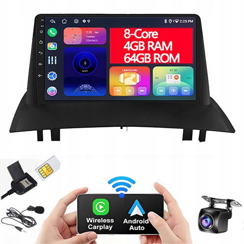 Rádio Android 8-CORE Renault Megane II 2002-2009 Dsp Sim 4/64GB+AHD Kamera