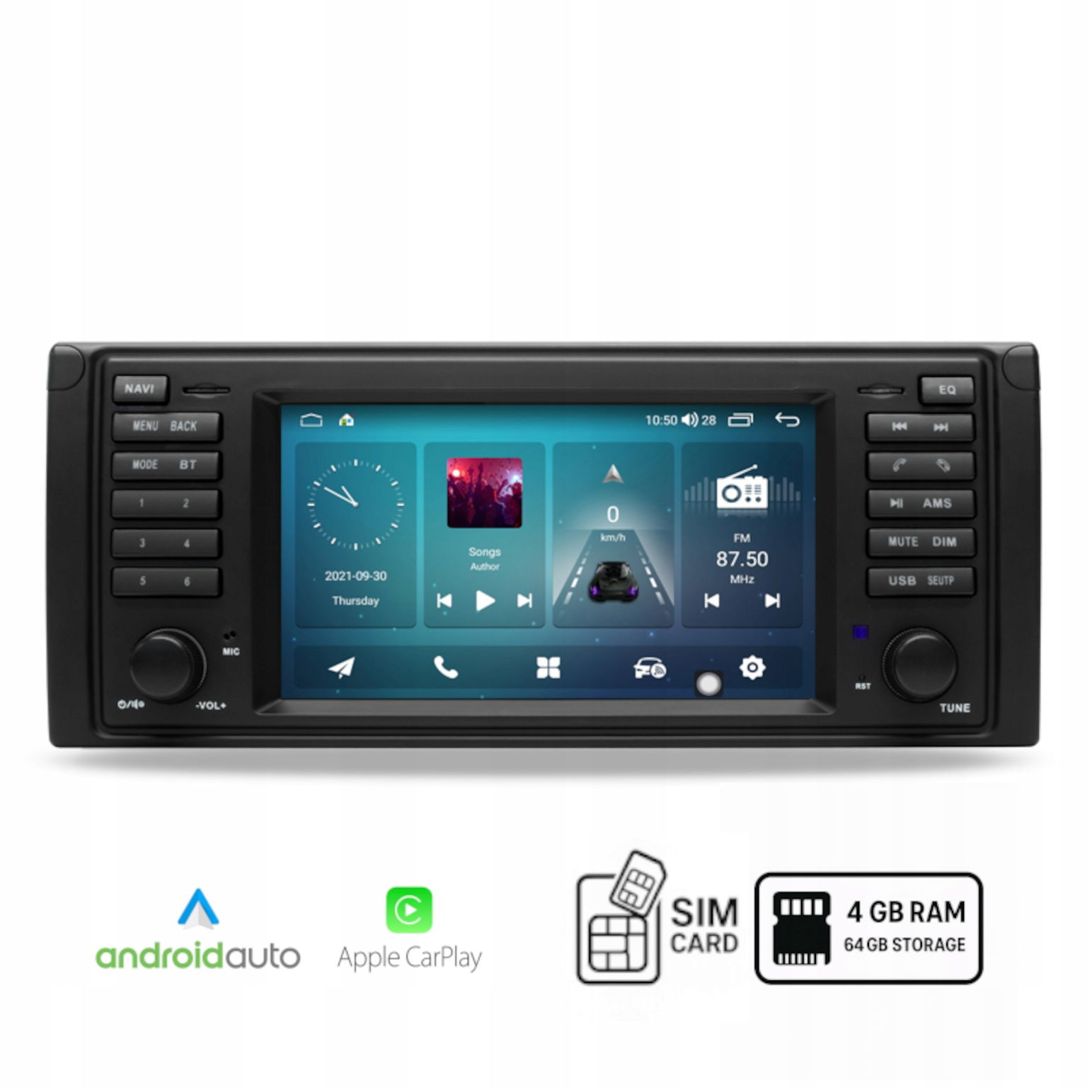 Rádio Android Bmw E39 E38 4+64 Gb Android Auto Carplay Sim Bt