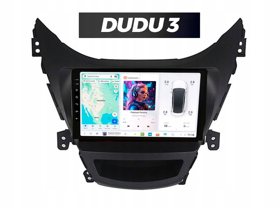 Rádio Android Dudu 3 pre Hyundai Elantra 2011-2013 4/64 CarPlay, Bluetooth