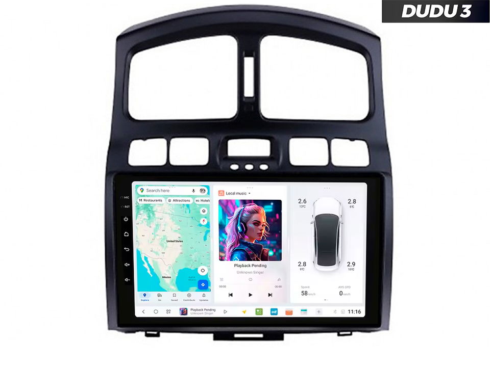 Rádio Android Dudu 3 pre Hyundai Santa Fe 2000-2006 4/64 CarPlay Bluetooth