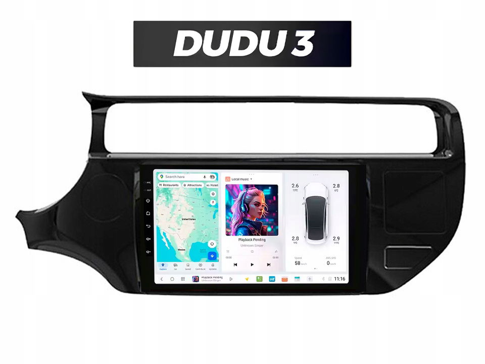 Rádio Android Dudu 3 pre Kia K3 Rio 2015-2017 4/64 CarPlay, Bluetooth, Gps