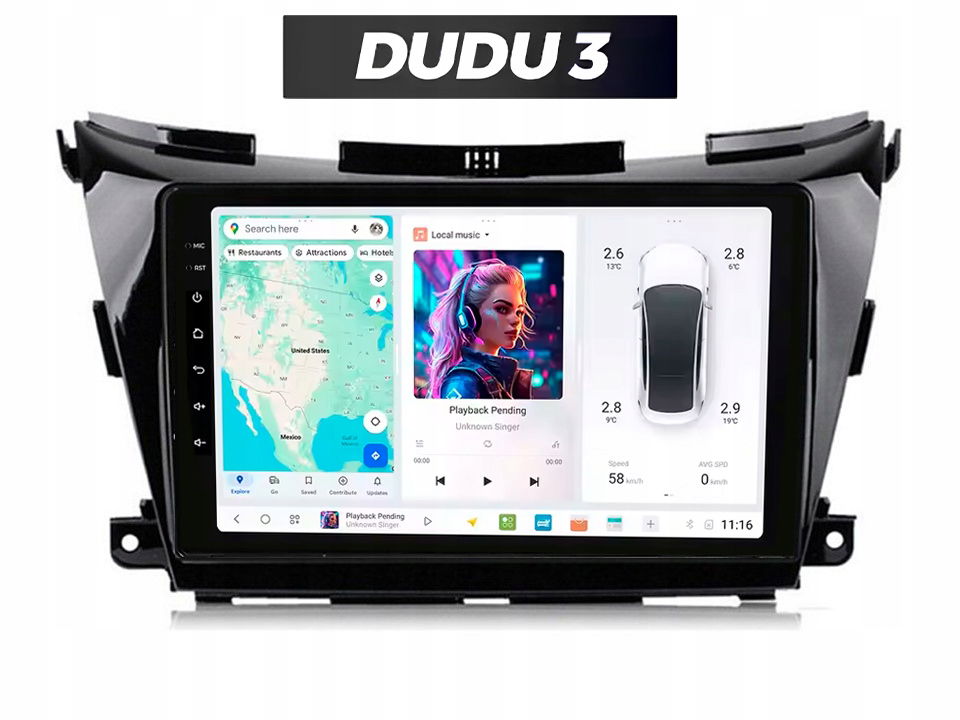 Rádio Android Dudu 3 pre Nissan Murano 2014-2020 4/64 CarPlay, Bluetooth
