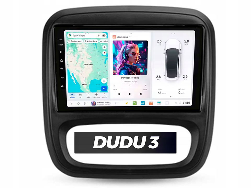 Rádio Android Dudu 3 pre Renault Trafic 2015+ 4/64 CarPlay, Bluetooth, Gps