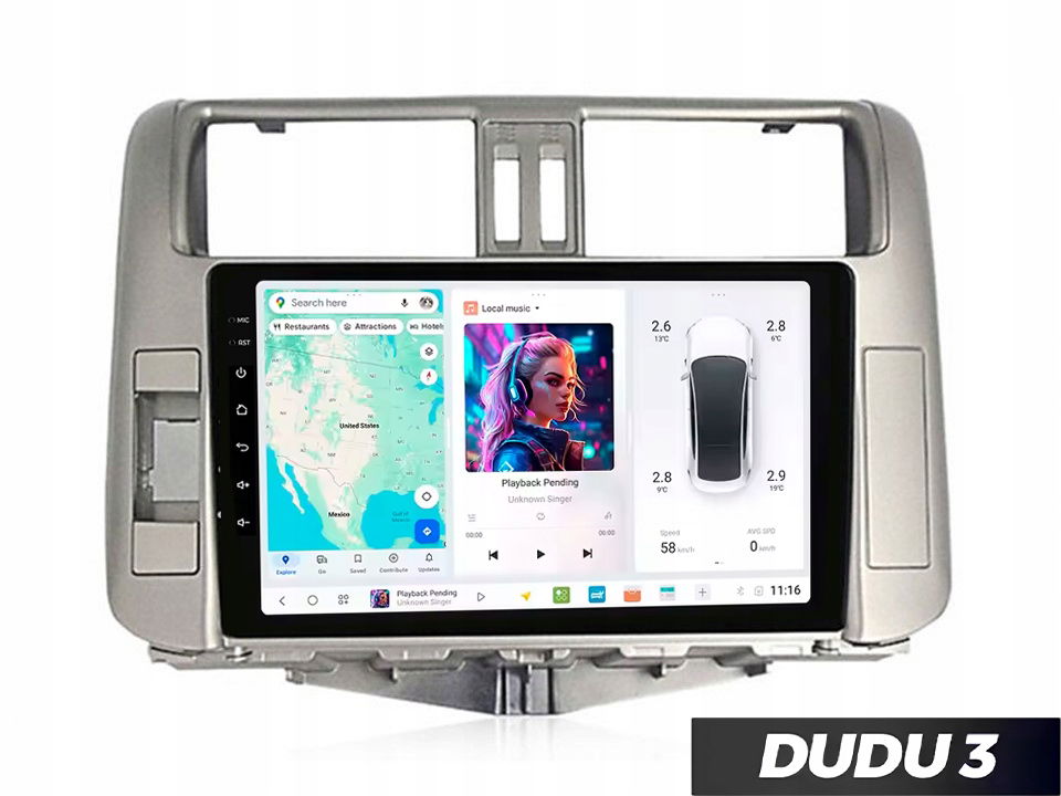 Rádio Android Dudu 3 pre Toyota Prado 150 2009-2013 4/64 CarPlay Bluetooth