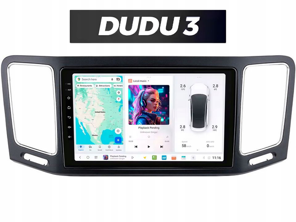 Rádio Android Dudu 3 pre Volkswagen Sharan 2011-18 4/64 CarPlay, Bluetooth