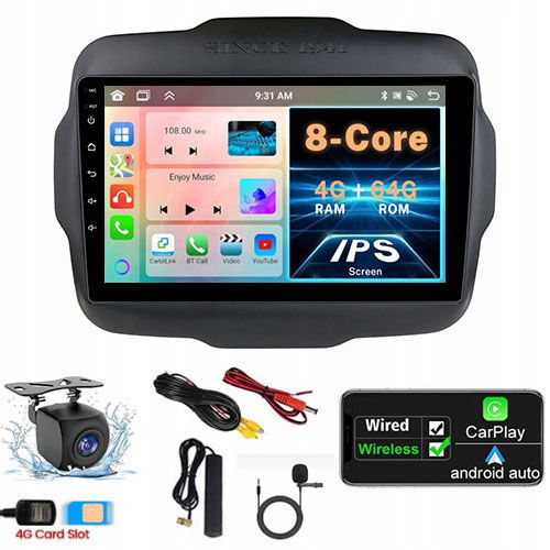 Radio Android Gps Navigácia Jeep Renegade 2014-2020 Sim 4GB+64GB 8-core