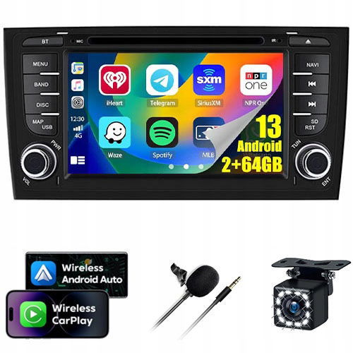 Rádio Android Navigácia Gps Wifi Audi A4 B6 B7 2000-2008 Carplay 2GB+64GB